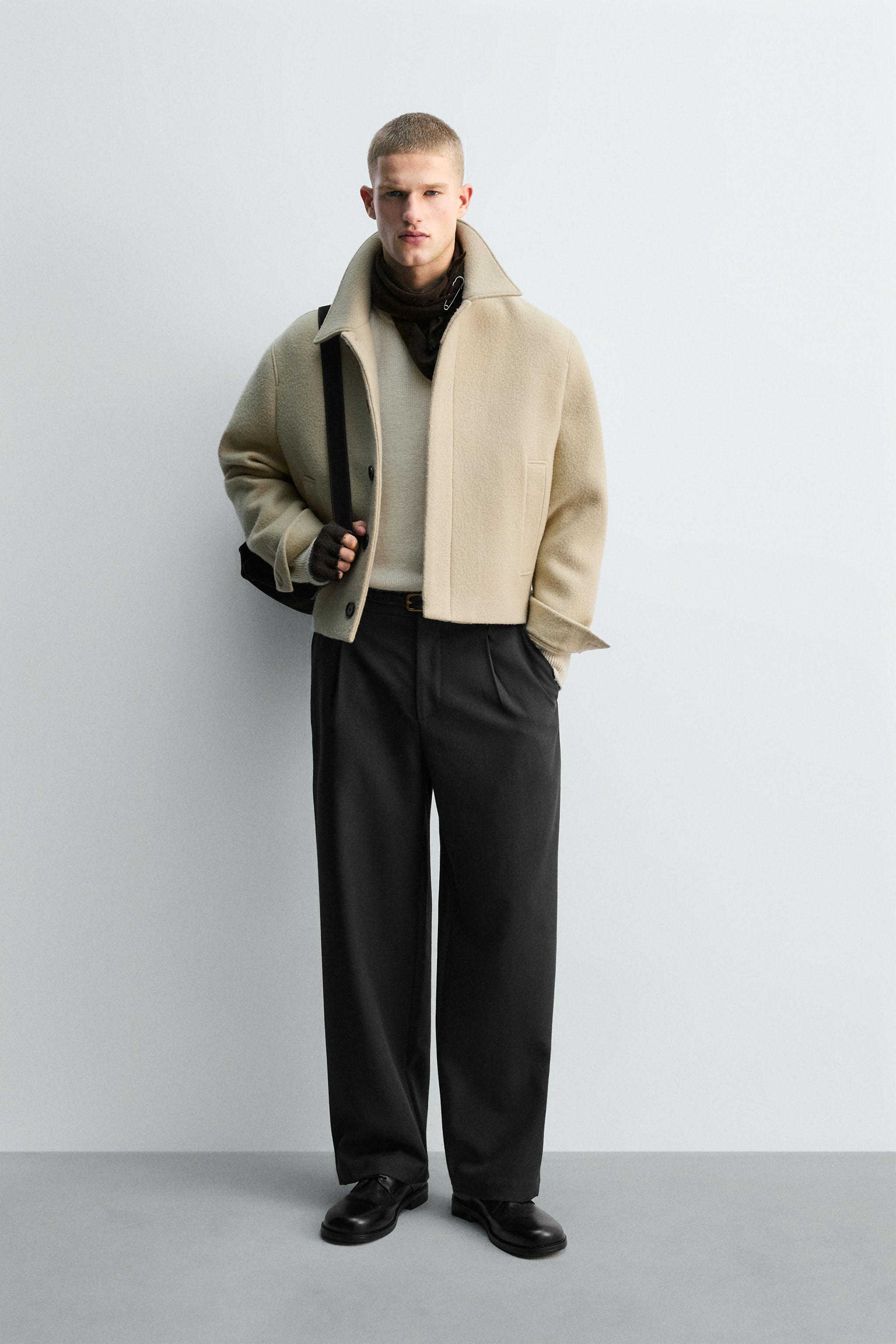 【良品】soerte WOOL BLEND SWITCHING BLOUSON LIMITED EDITION WOOL BLEND JACKET - Ecru | ZARA United States