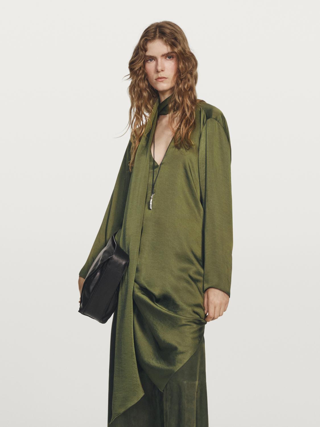 Long V-neckline blouse with tie detail - STUDIO