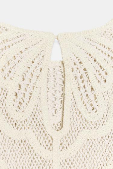 ROBE COURTE EN CROCHET - Écru de Zara - Image 9