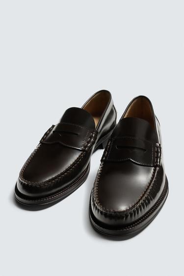 MOCASSINS EN CUIR AVEC MASQUE - Chocolat de Zara - Image 4