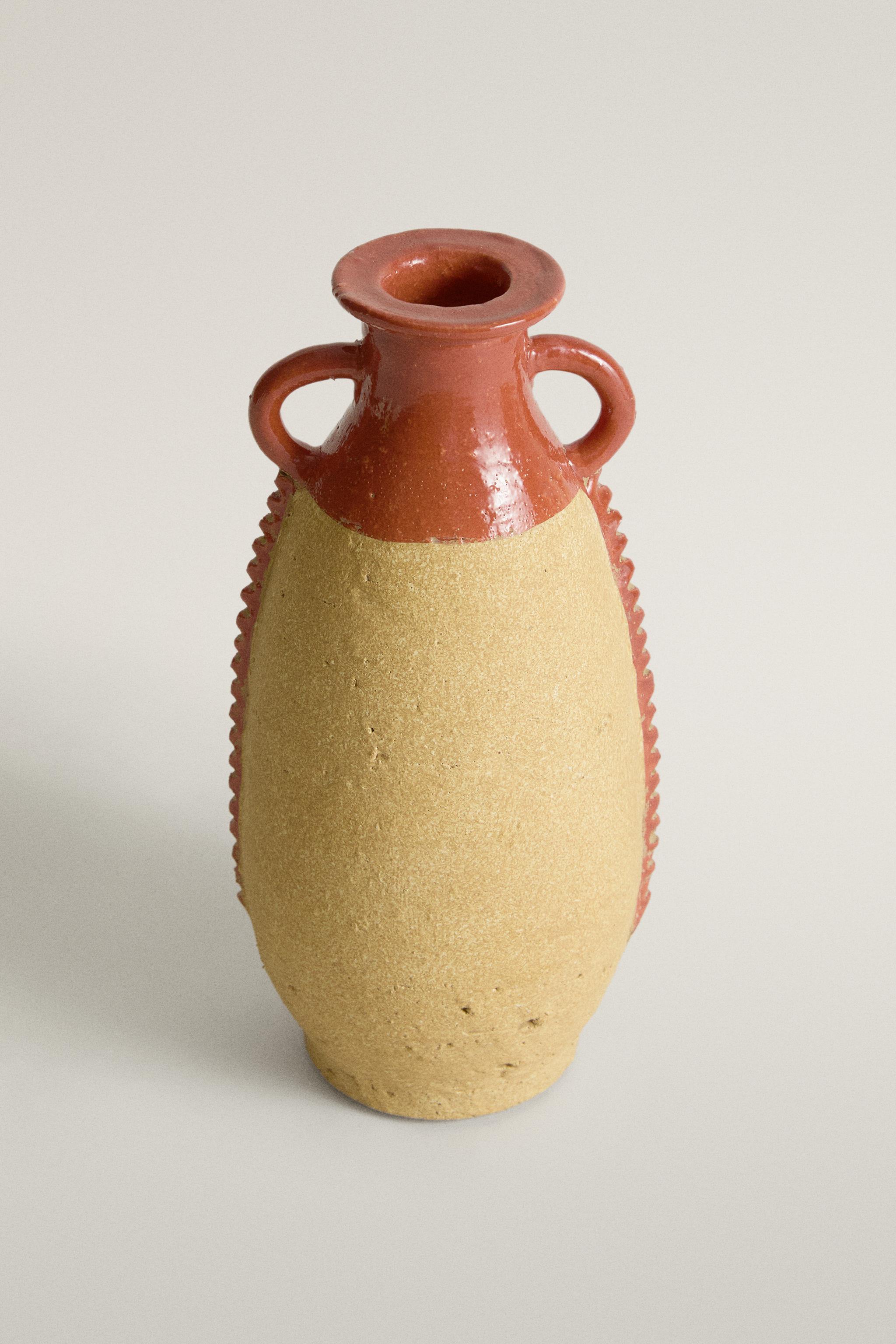 TERRACOTTA DECORATIVE VASE WITH HANDLES