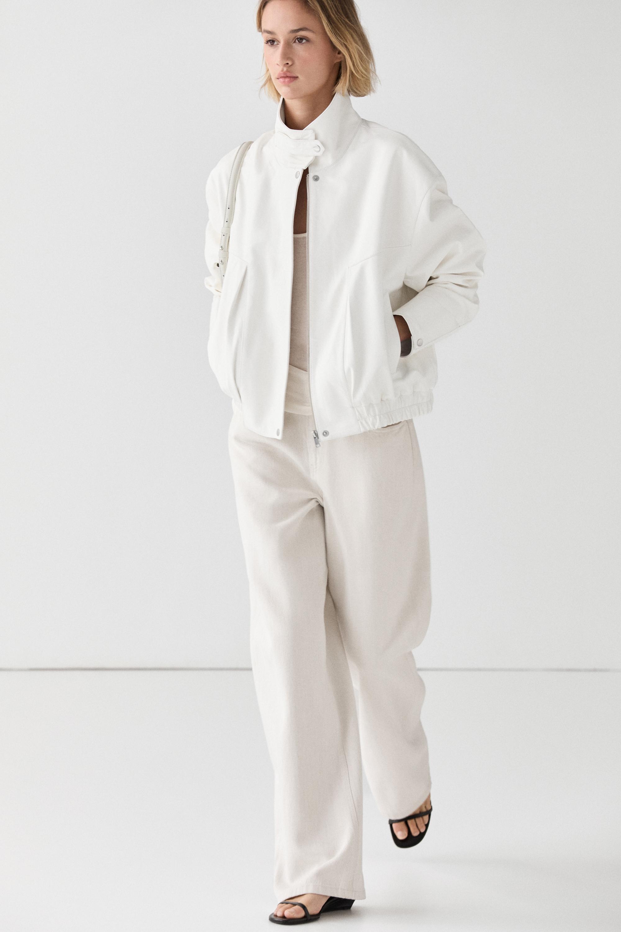 Veste bomber en cuir nappa