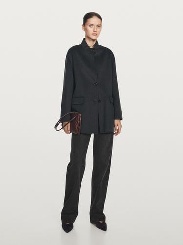 Zara Wool blend high neck coat - Cobalt