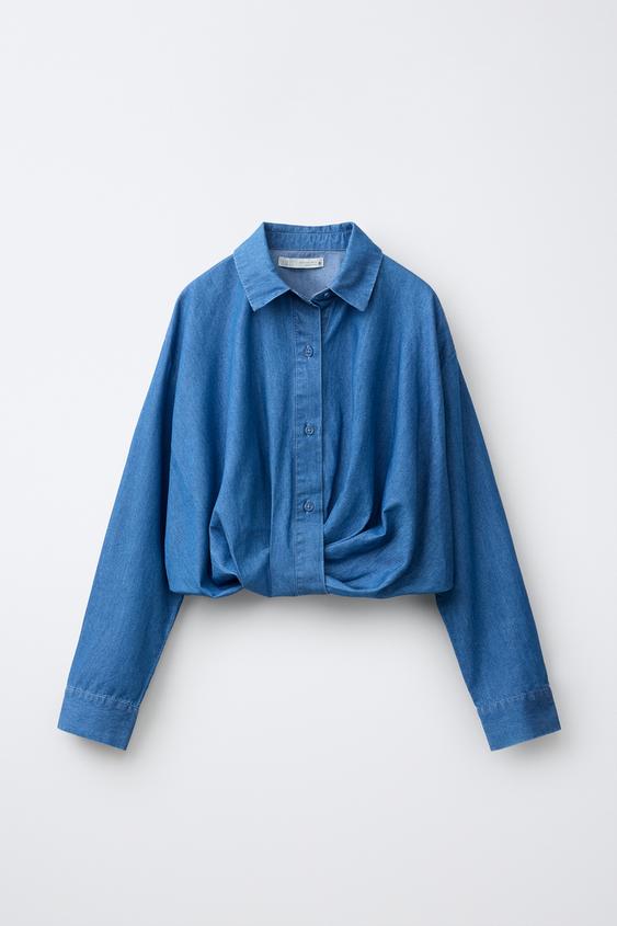 CAMISA CROP - Azul de Zara - Imagen 0