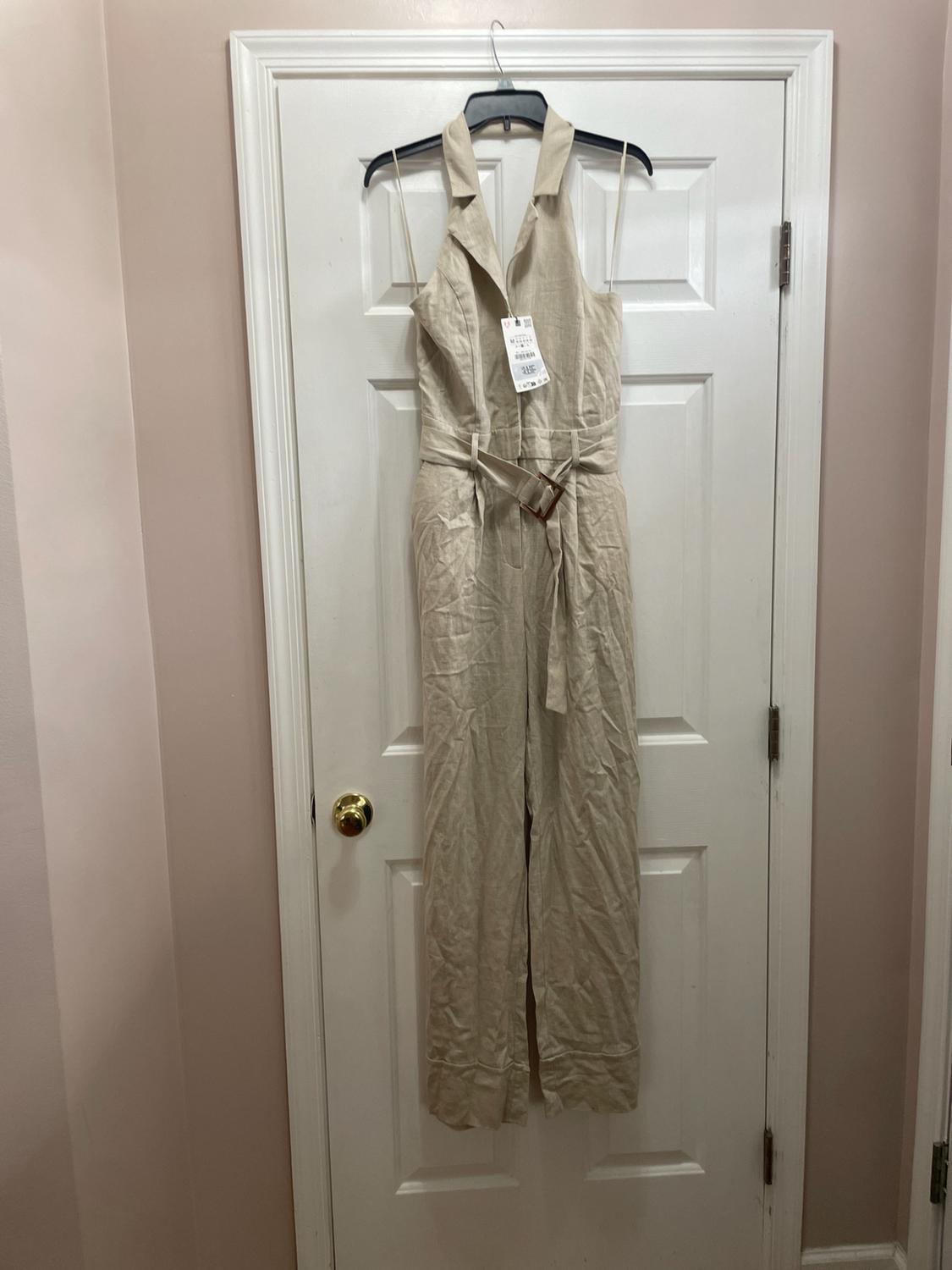 HALTER NECK LONG LINEN JUMPSUIT - Image 3