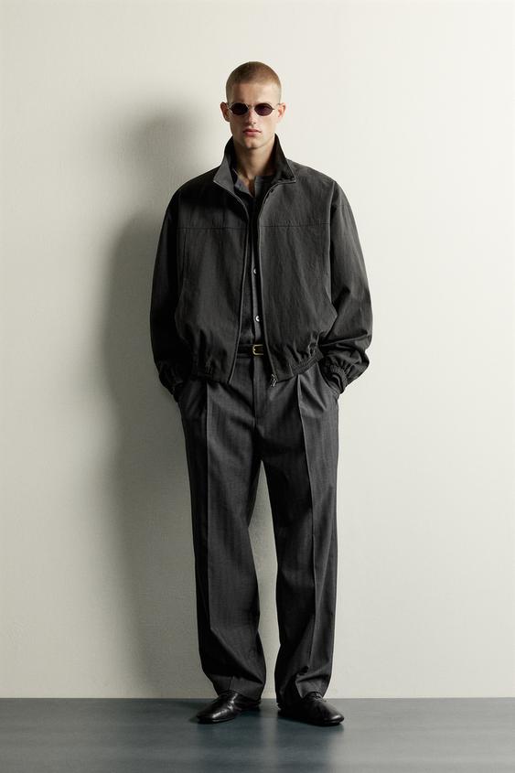 CROPPED FIT ELBOW PATCH JACKET - Anthracite grey by Zara - Image 0