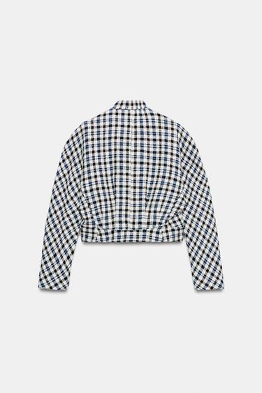VESTE À CARREAUX ZW COLLECTION - Écru / Bleu de Zara - Image 7