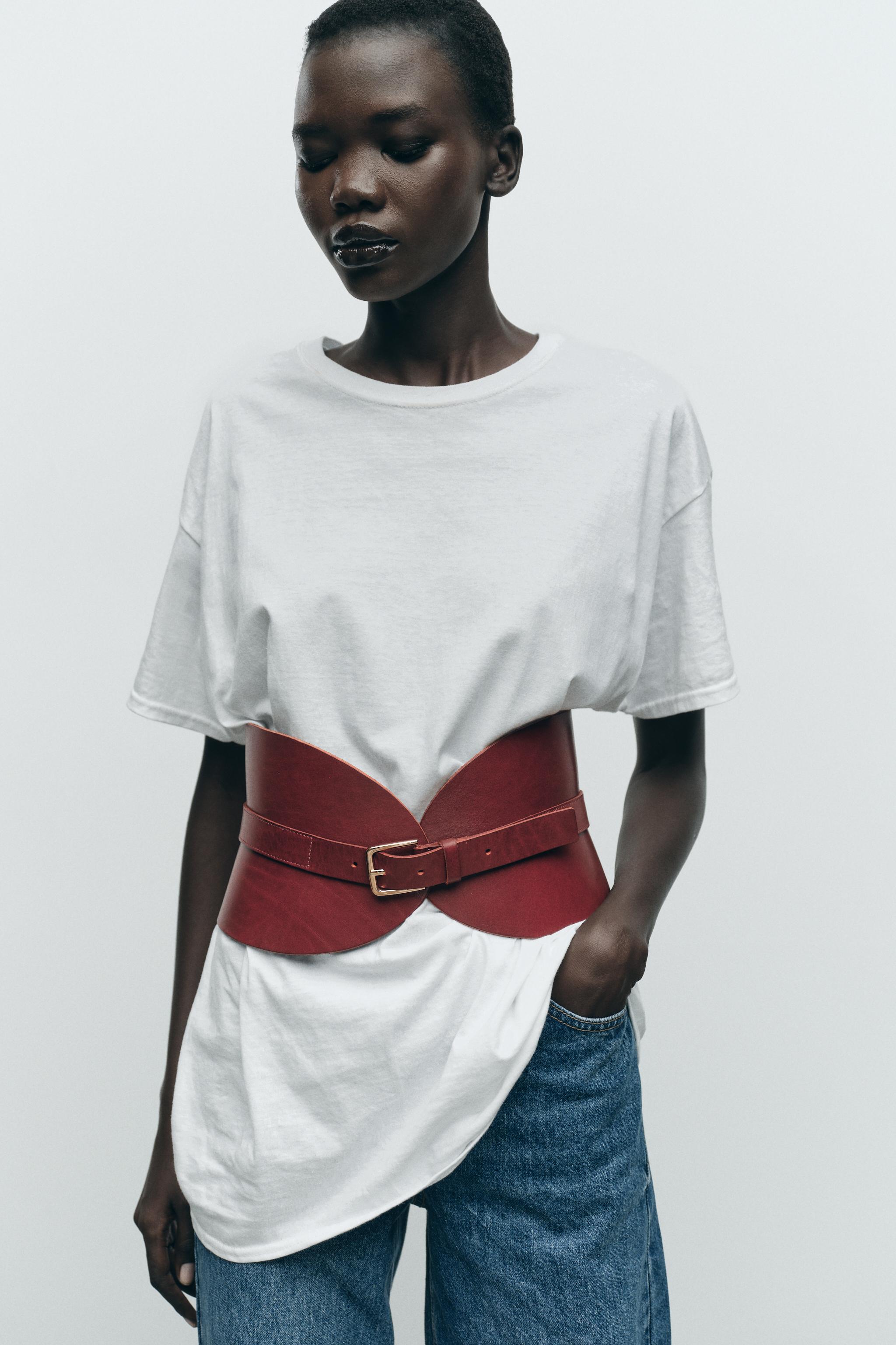 レザー風サッシュベルト - ダークレッド | ZARA Japan / 日本