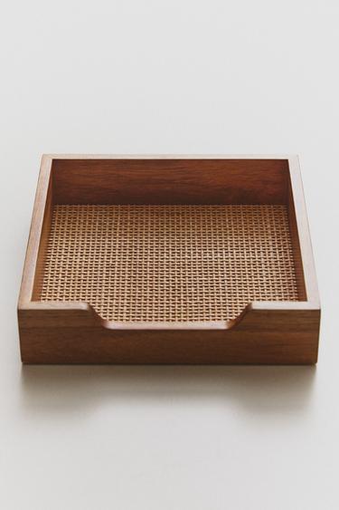PORTE-SERVIETTES BOIS ET ROTIN - Marron de Zara - Image 4