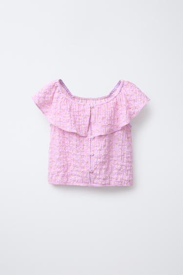 FLORAL TEXTURED SHIRT - Pink by Zara