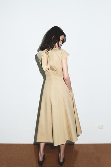 ROBE MI-LONGUE GABARDINE - Gaufrette de Zara - Image 4