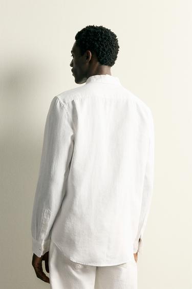 100% LINEN REGULAR FIT SHIRT - White by Zara