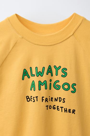 T-SHIRT À INSCRIPTION IMPRIMÉE - Jaune pastel de Zara - Image 2