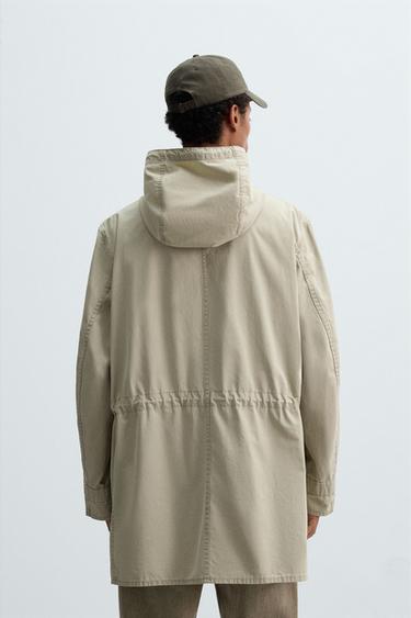 PARKA LÉGÈRE COURTE EN COTON - Vert gris de Zara - Image 2