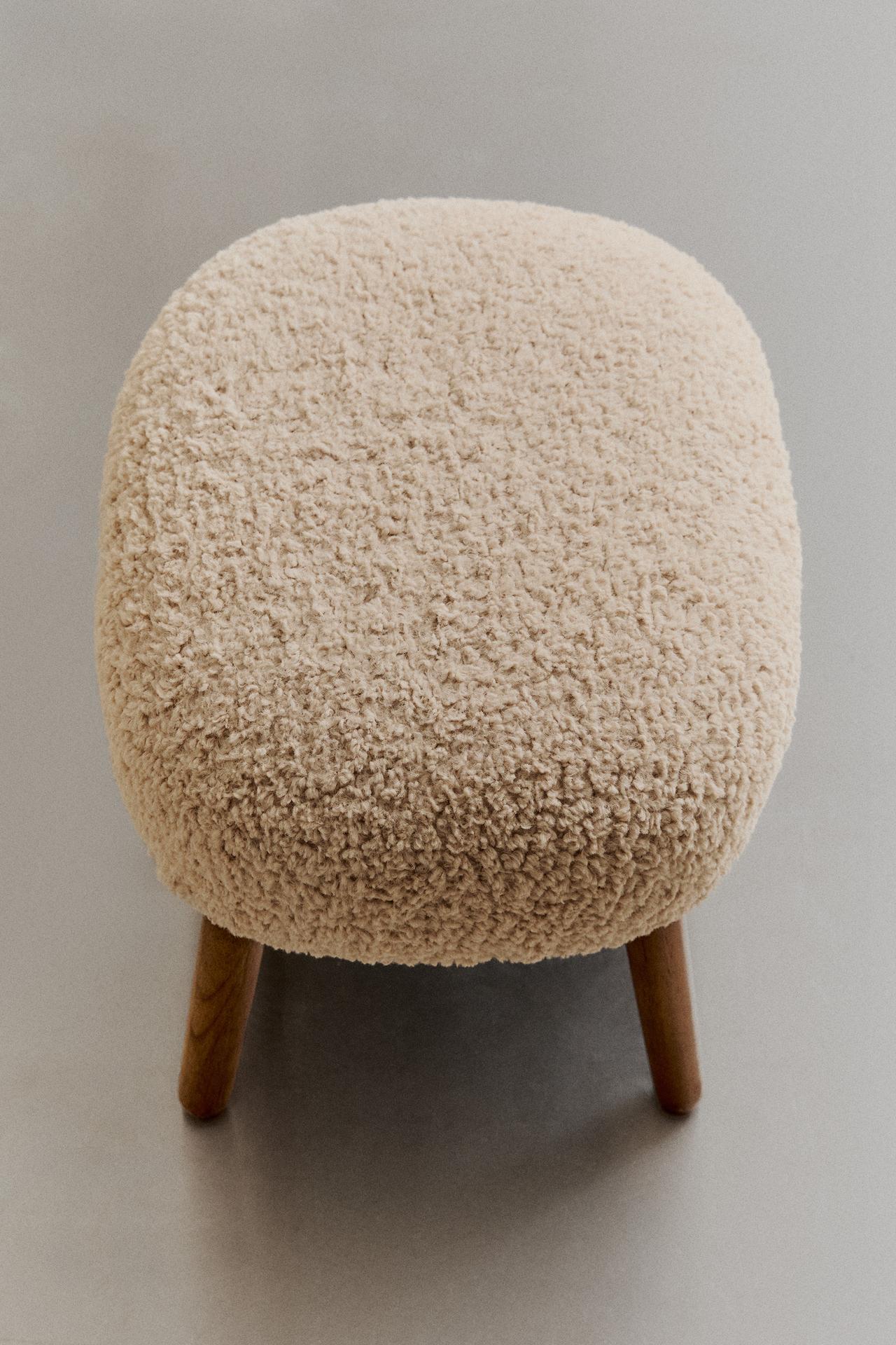 TERRY FOOTREST STOOL — Dark beige
