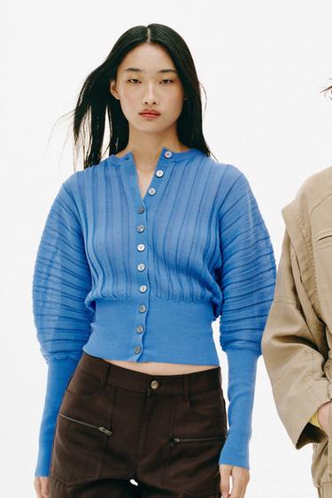 ACCORDION SLEEVE KNIT CARDIGAN - Light blue by Zara - Image 5