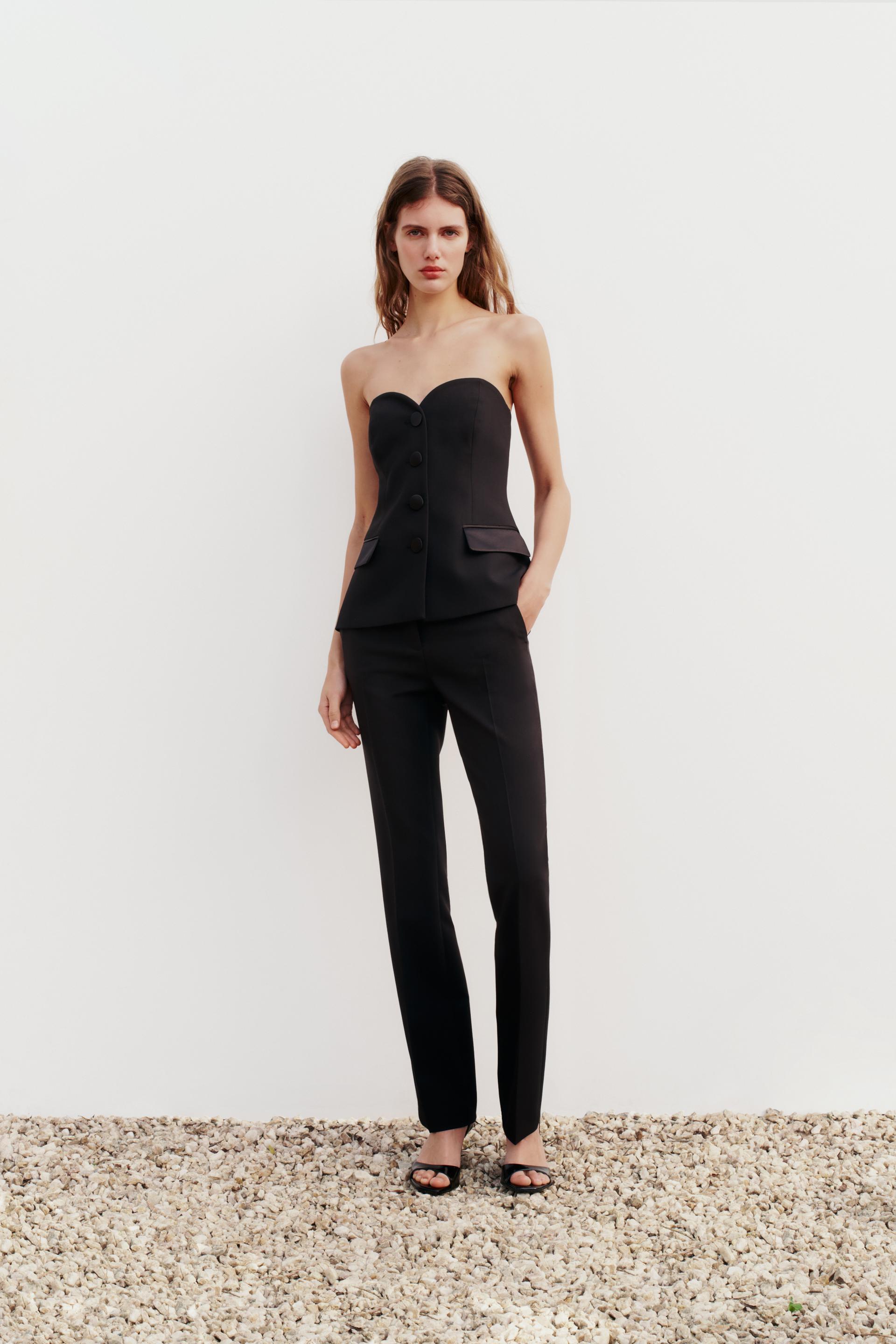 Zara DOTTED SATIN EFFECT CORSET DRESS