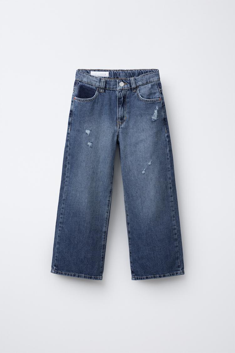 High Rise Kmart Boys Jeans TEXT WIDE-FIT JEANS Mid-blue ZARA India