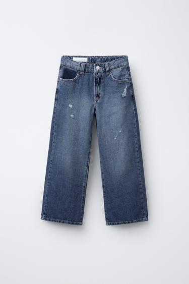 JEANS WIDE FIT TEXTO - Azul medio de Zara