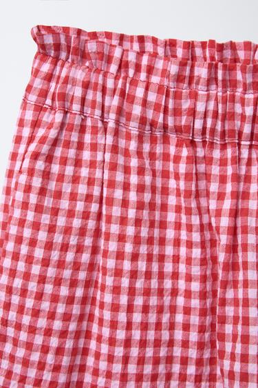 GINGHAM CHECK TROUSERS - Red by Zara - Image 2