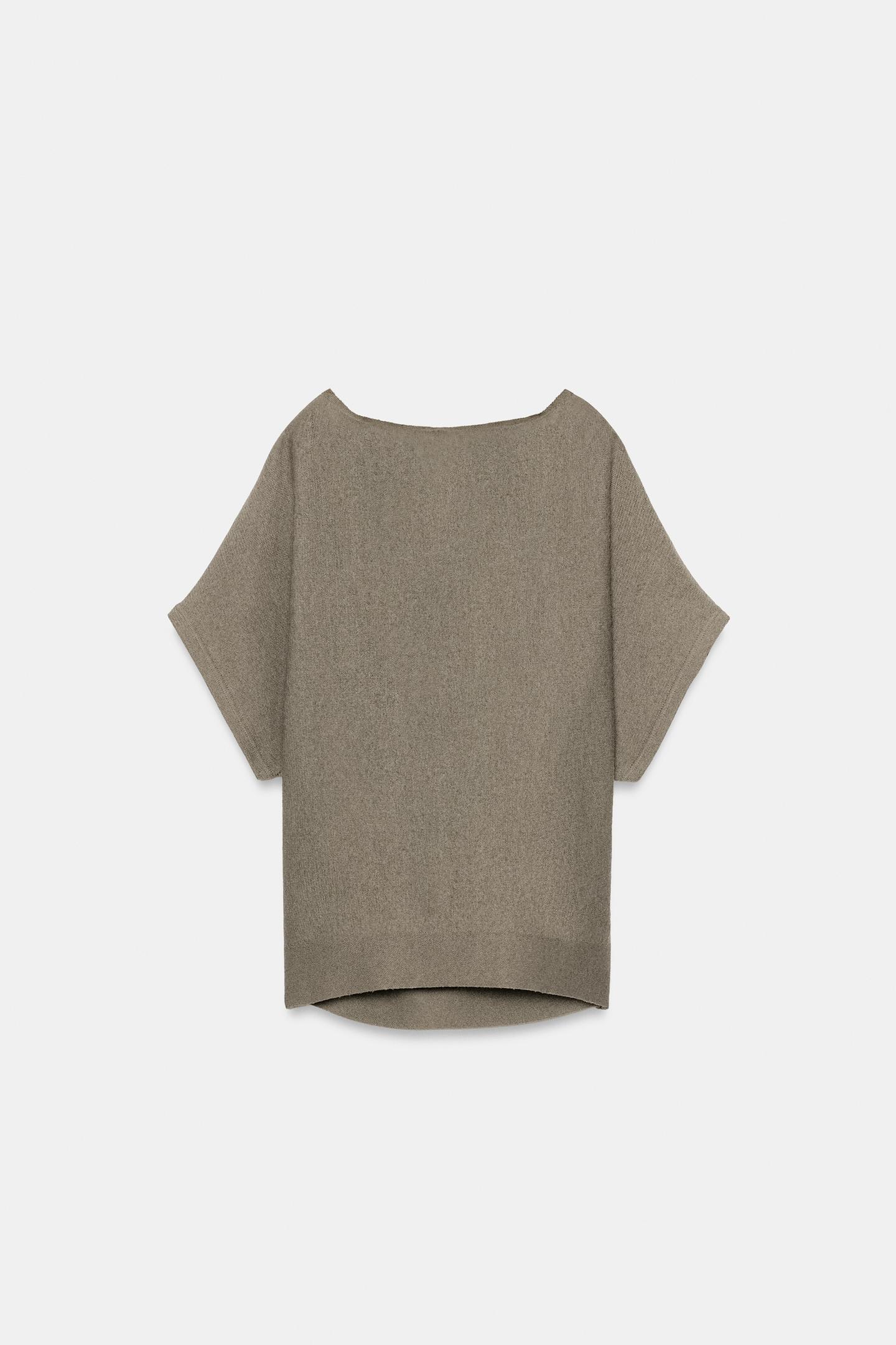 Женский топ Zara Knit Top with Draped Back Neckline, цвет: Серо-коричневый серый — фото 6