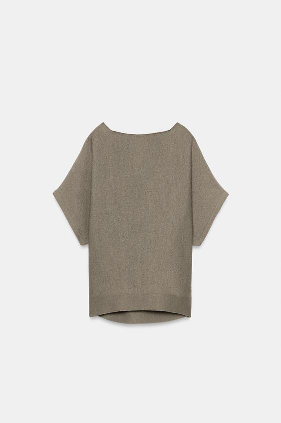 TOP EN MAILLE À DÉCOLLETÉ FLUIDE DANS LE DOS - Gris taupe de Zara - Image 5