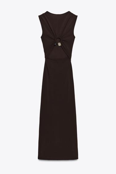 MIDI DRESS WITH BACK HARDWARE - Brown by Zara - Image 6