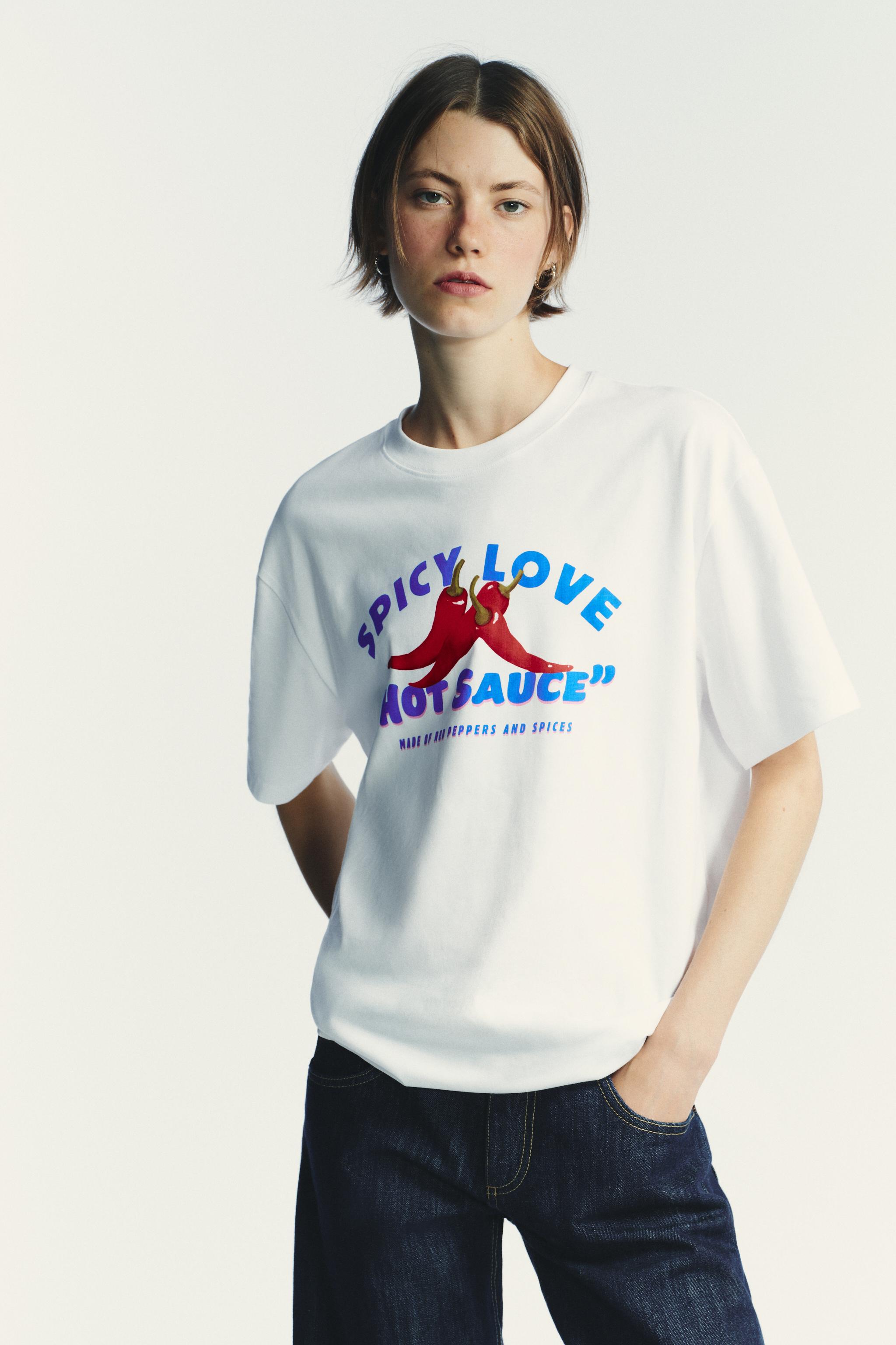 スペイン発送 ZARA Tシャツの肩パッド ホワイト 新作 カジュアル レディースショルダーパットトップス | ZARA 日本