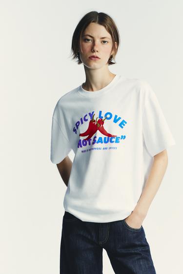 T-SHIRT MIT TEXT-PRINT - Weiß von Zara