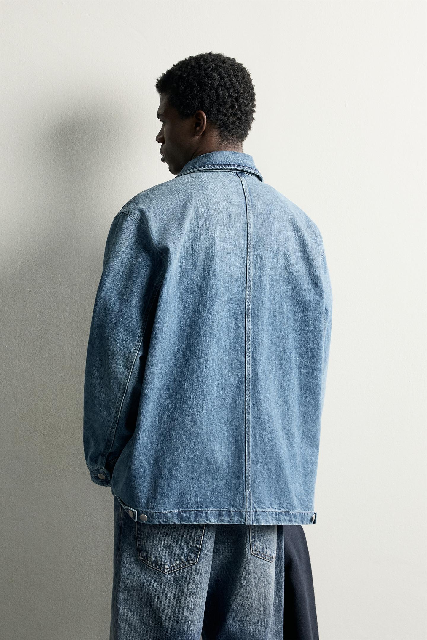 Мужская куртка Zara Utility Pocket Denim Jacket, цвет: Синий — фото 3