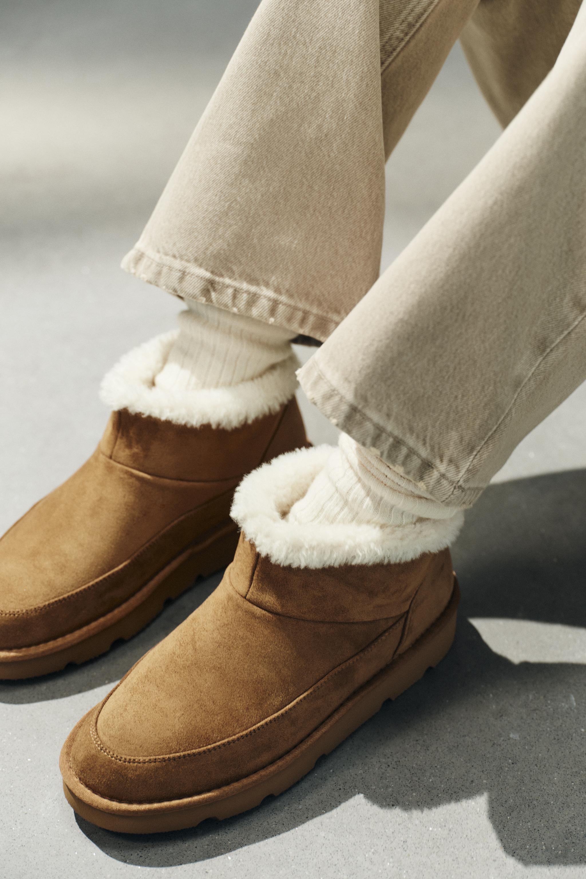 SHEARLING-EFFECT LINED ANKLE BOOTS