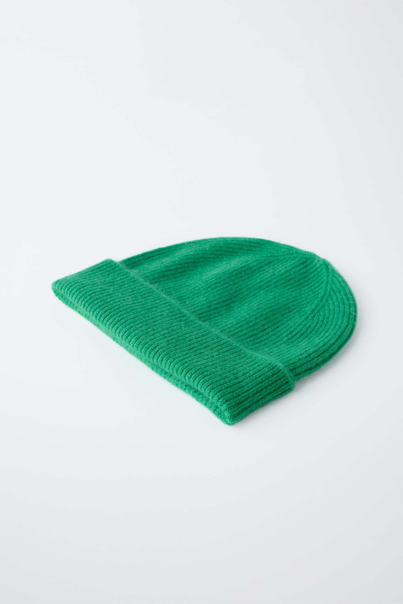 ZARA TIMELESS - 100% CASHMERE HAT — Green