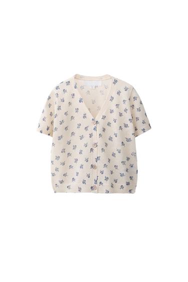 TOP PUNTO FLORES - Blanco roto de Zara