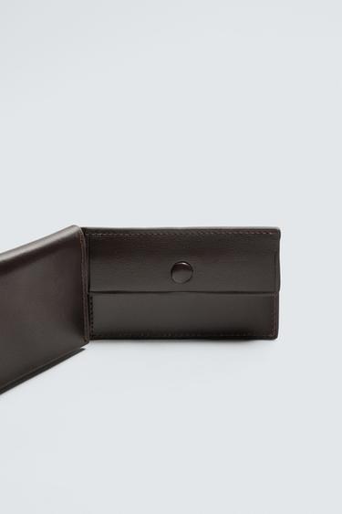LEATHER FOLDING CARD HOLDER - Brown by Zara - Image 2