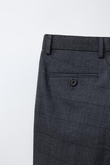 PANTALON DE COSTUME À CARREAUX - Bleu / Gris de Zara - Image 3