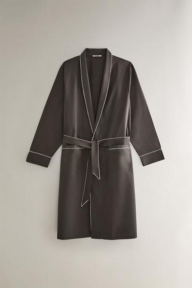 POPLIN DRESSING GOWN - Dark grey by Zara - Image 0