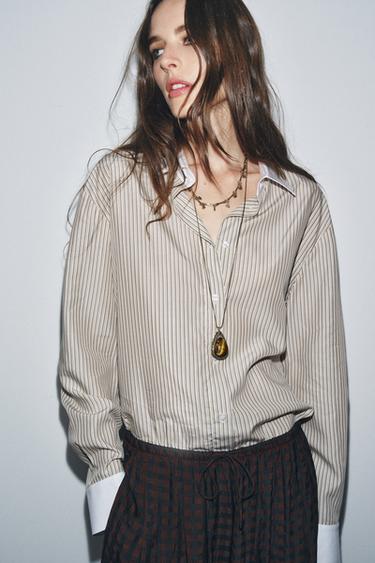 CAMISA LISTRAS CONTRASTE ZW COLLECTION - listrado da Zara