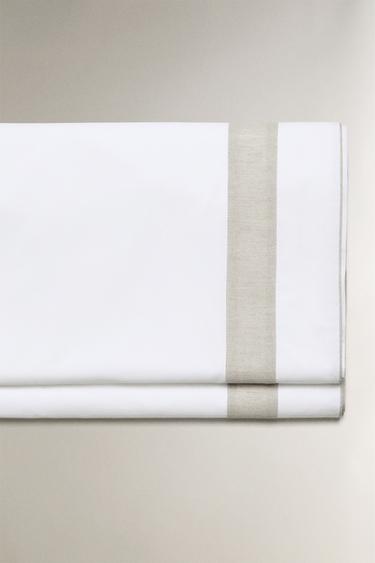 COTTON FLAT SHEET WITH BORDER - White by Zara