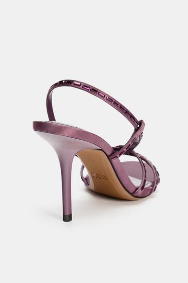 SANDALES À TALONS ET BRIDES BRILLANTES - Violet de Zara - Image 5