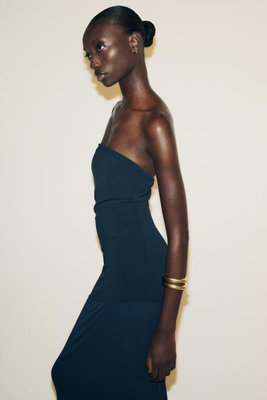 STRAPLESS DRESS - Dark navy by Zara - Image 3