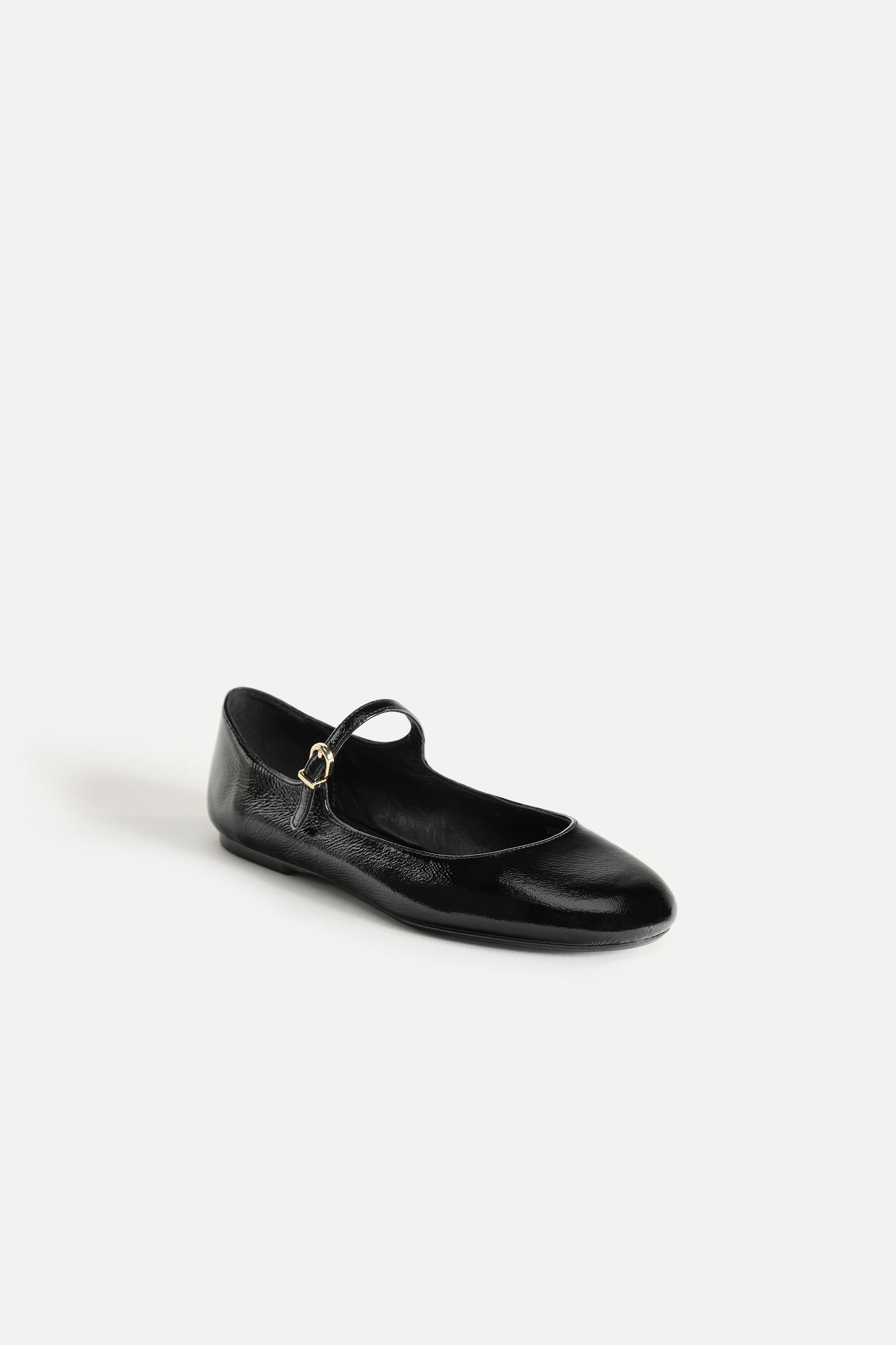 【ZARA】スタッズ レザー フラットシューズ ブラック | 1541/410 ZARA NEW WOMAN STUDDED LEATHER BALLET FLATS SHOES BLACK 35
