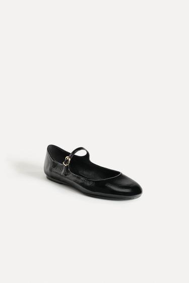 LEATHER BALLET FLATS 50TH ANNIVERSARY - Black by Zara - Image 1