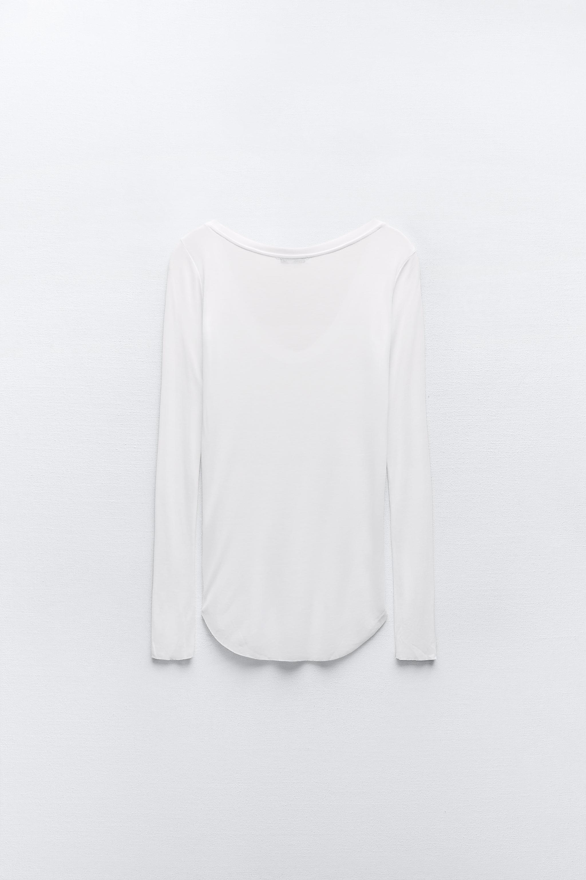 リブ セミシースルーTシャツ - ホワイト | ZARA Japan / 日本