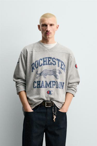 Zara CHAMPION ® X ZARA PRINTED T-SHIRT - Gray marl