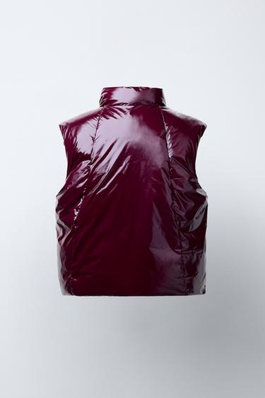 SHINY PUFFER GILET - Burgundy by Zara - Image 2