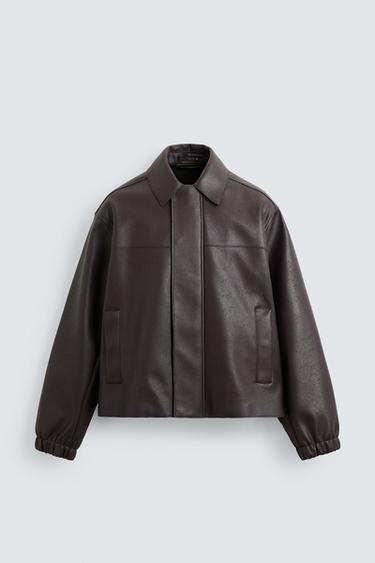 CAZADORA EFECTO PIEL - Burdeos de Zara