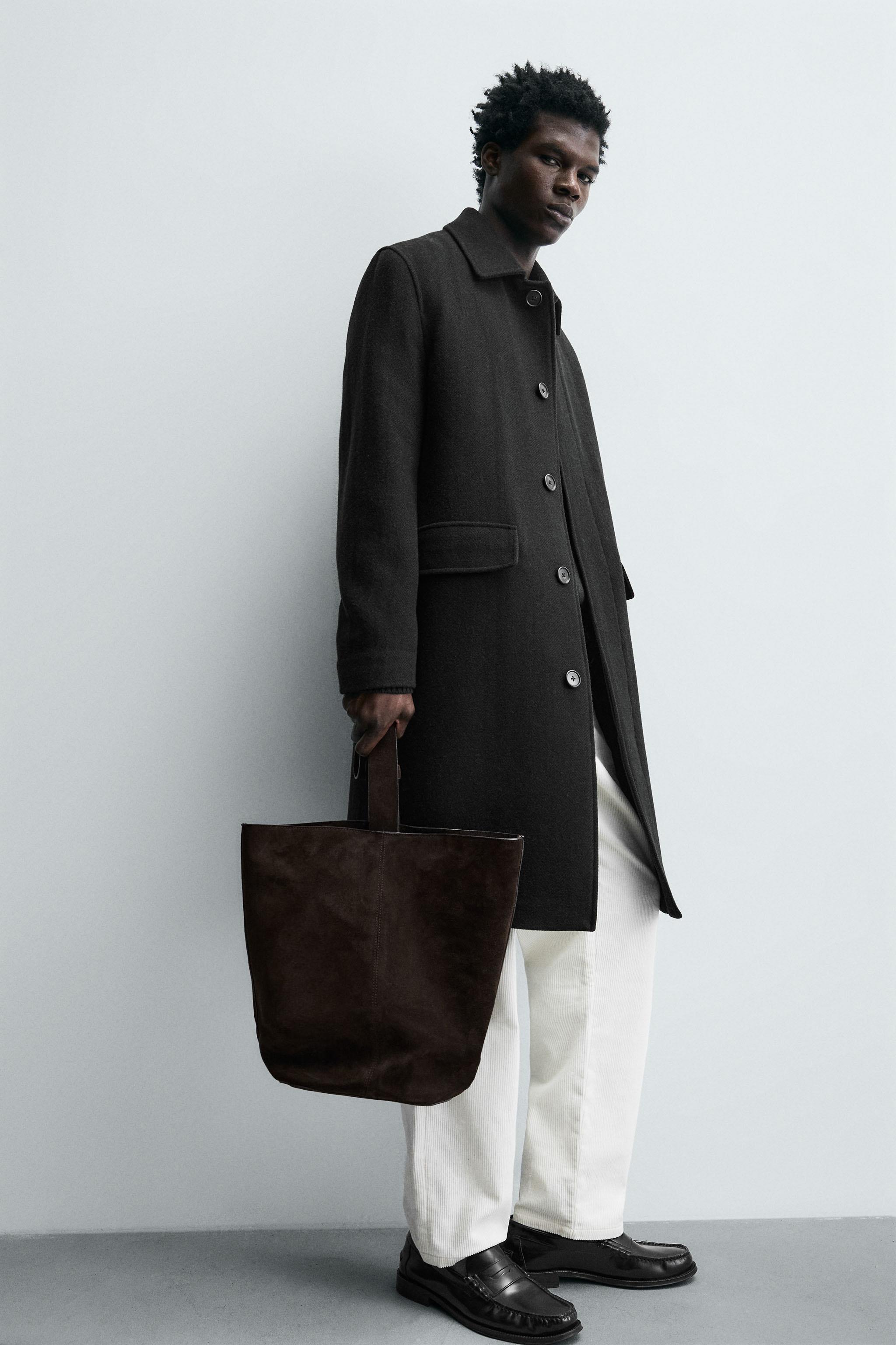 ウール100%ヘリンボーンコート - ダークカーキ | ZARA Japan / 日本 ウール100%ヘリンボーンコート - ダークカーキ | ZARA Japan / 日本