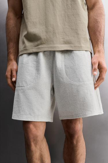 SHORT DE JOGGING EN COTON 9" - Gris chiné de Zara - Image 5