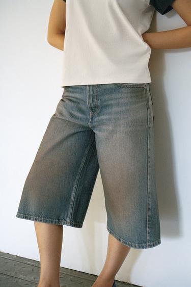 Zara 中腰牛仔短褲 - 藍色