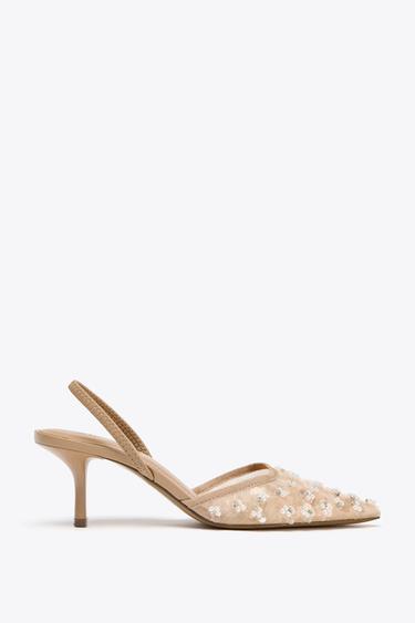 FAUX PEARL SLINGBACKS - Beige by Zara - Image 0